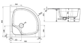 Sanplast Fris brodzik półokrągły BPzs/FRIS 90x90x25+STB, promień 550, 615-330-0630-01-000