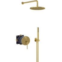 Kludi Bozz komplet prysznicowy podtynkowy z deszczownicą 250 mm, złoty szczotkowany 38659N076-01