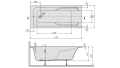 Wanna akrylowa Sanplast Modesta 170x70 do zabudowy - rysunek wymiarowy