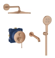 Grohe Essence zestaw wannowo-prysznicowy z deszczownicą i wylewką wannową, miedziany szczotkowany - brushed warm sunset 24092DL1-06