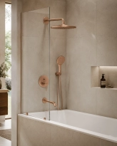Grohe Essence zestaw wannowo-prysznicowy z deszczownicą i wylewką wannową, miedziany szczotkowany - brushed warm sunset 24092DL1-06