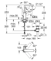 Grohe Allure L-size Brushed Cool Sunrise bateria łazienkowa premium - rysunek wymiarowy