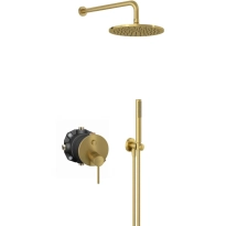 Kludi Bozz komplet prysznicowy podtynkowy z deszczownicą 250 mm, złoty szczotkowany 38759N076-02