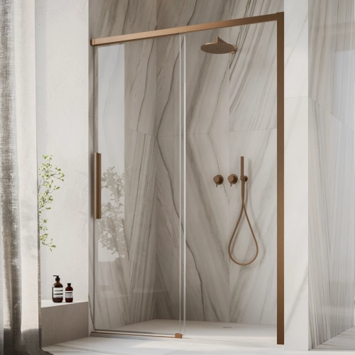 Drzwi prysznicowe do wnęki Ronal Oriana D36S21302707 126–130 cm miedź szczotkowana