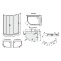 SANPLAST kpl-P-KP4/TX5b-80x120-W15 kabina asymetryczna z brodzikiem rysunek wymiarowy