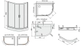 SANPLAST kpl-L-KP4/TX5b-80x100-W15 kabina asymetryczna z brodzikiem rysunek wymiarowy