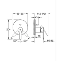 GROHE Lineare 24064GN1 rysunek techniczny i wymiary rozety 158 mm