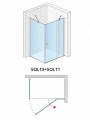Schemat techniczny kabiny RONAL Solino SOL13 i SOLT1 100x90 cm przy montażu jako wersja prawa