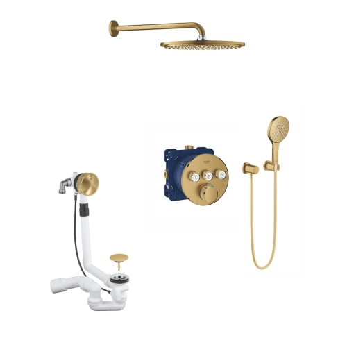 GROHE Grohtherm SmartControl zestaw wannowo-prysznicowy podtynkowy, złoty szczotkowany - brushed cool sunrise 29121GN0-05