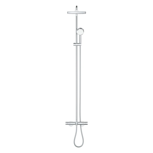 Chromowany system wannowo-prysznicowy GROHE 26691000 z deszczownicą i termostatem