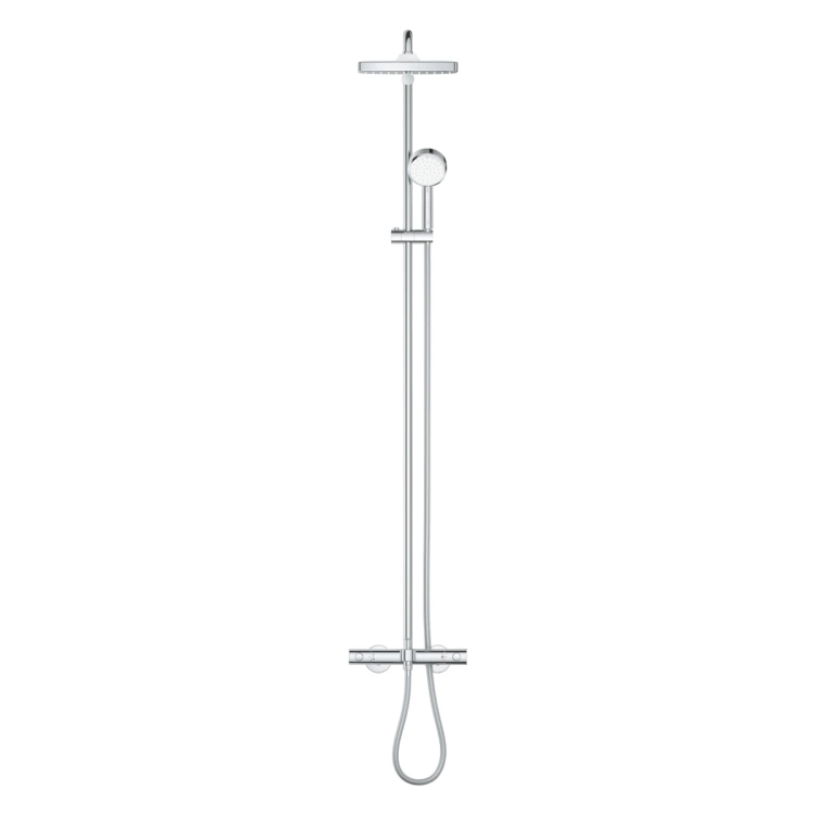 Chromowany system wannowo-prysznicowy GROHE 26691000 z deszczownicą i termostatem