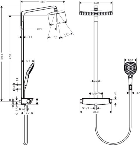 HansGrohe Raindance Select Showerpipe 360 komplet prysznicowy, chrom 27112000
