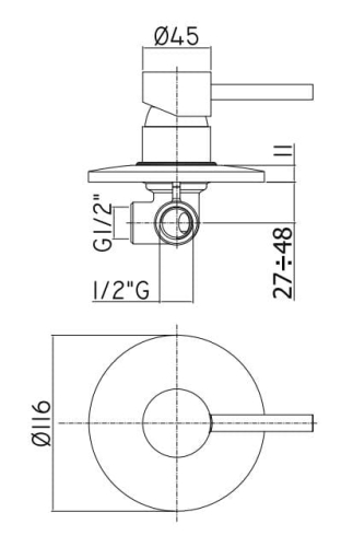 Bateria natryskowa podtynkowa chrom Paffoni Stick SK010CR