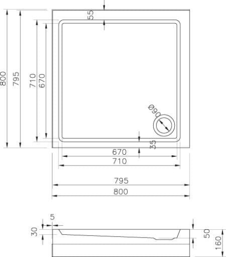 Ravak Angela Basic Kompakt brodzik kwadratowy 80x80 cm GPX2240135