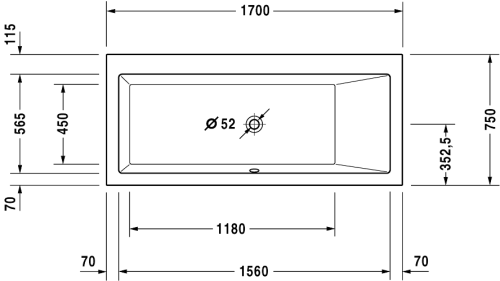 Duravit Vero wanna prostokątna 170x75cm, prawa 700134000000000
