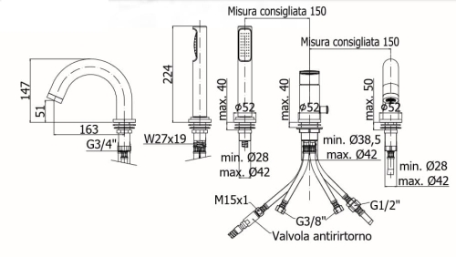 Paffoni Candy bateria wannowa 3-otw. CA040CR