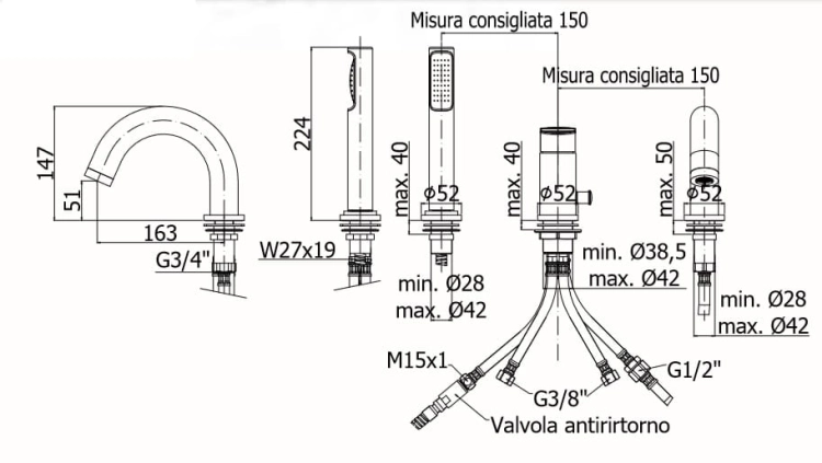 Paffoni Candy bateria wannowa 3-otw. CA040CR