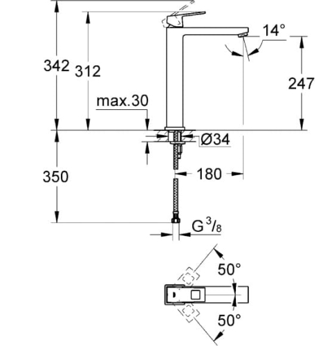 Grohe Eurocube XL-Size bateria umywalkowa wysoka 23406000