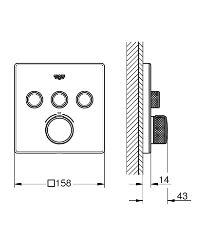 Grohe Grohtherm SmartControl bateria termostatyczna do obsługi trzech wyjść wody, element zewnętrzny, moon white 29157LS0