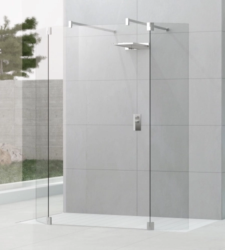 Novellini Kuadra HF Walk-In ścianka wolnostojąca z dwoma ruchomymi panelami 37+134+37cm, szkło bezbarwne, chrom KUADFC1362HA37-1K