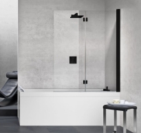 Novellini Young 2.0 parawan nawannowy 2-częściowy 120x150cm, prawy, profil czarny mat Y21BSV120D-1H