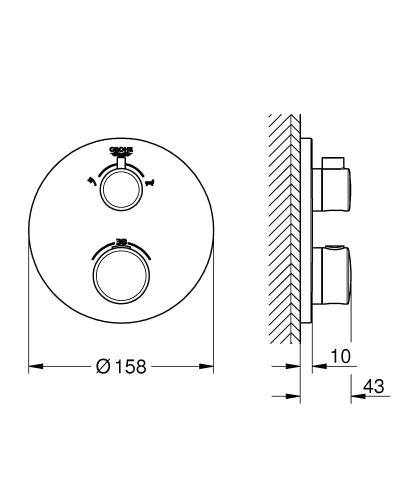Grohe Grohtherm bateria wannowa termostatyczna do obsługi dwóch wyjść, element zewnętrzny 24077000