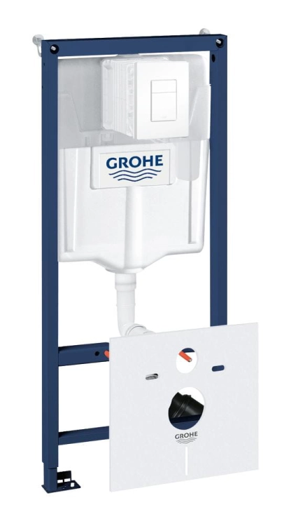 Grohe Rapid SL stelaż do miski podwieszanej zestaw 5:1, przycisk Skate Cosmopolitan biały 39448000