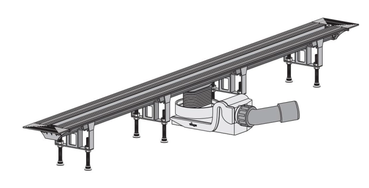 Viega Advantix Vario odpływ liniowy regulowany 30-120 cm model 4965.10 z rusztem stal biała SR4 model 4965.33, 686277+711887