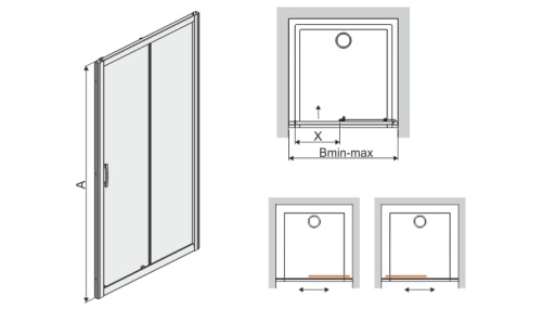 Sanplast TX5b drzwi przesuwne 90 cm D2/TX5b-90 GY sm 600-271-1100-39-501
