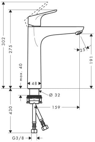 HansGrohe Focus ComfortZone190 bateria umywalkowa, bez korka 31518000 