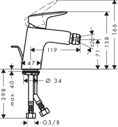 HansGrohe Logis 70 bateria bidetowa 71204000