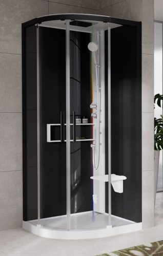Novellini Glax 2 2.0 R90 kabina masażowo-parowa półokrągła 90x90cm G22R99T5-1UH