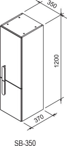 Ravak SB Chrome 350 słupek wiszący, lewy X000000542 - rysunek przedstawia szafkę prawą
