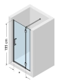 Novellini Modus G drzwi z elementem stałym do wnęki 160cm (158-161cm), prawe MODUSG160L-D-1K