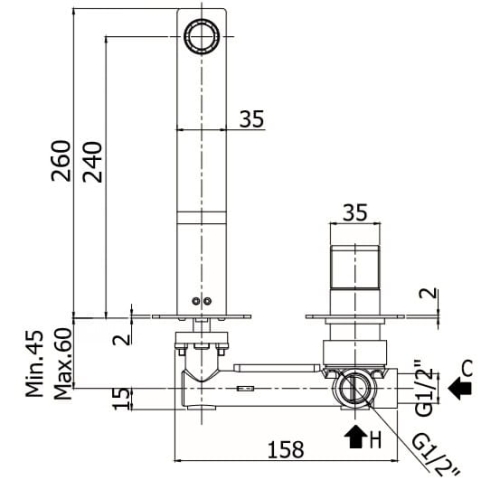 Paffoni Elle bateria umywalkowa podtynkowa, wylewka 240 mm, chrom EL106CR70
