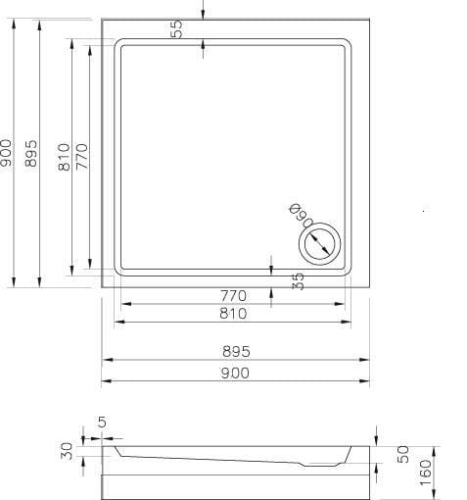 Ravak Angela Basic Kompakt brodzik kwadratowy 90x90 cm GPX2240136