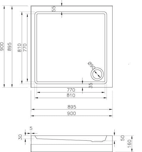 Ravak Angela Basic Kompakt brodzik kwadratowy 90x90 cm GPX2240136