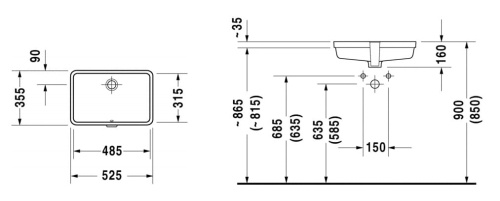 Duravit Vero umywalka podblatowa 52,5x35,5cm/48,5x31,5cm 0330480000