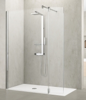 Novellini Kuadra H2 ścianka prysznicowa 97-100cm+37cm, profil chrom, szkło bezbarwne KUADH100-1K + KUADHA37-1K