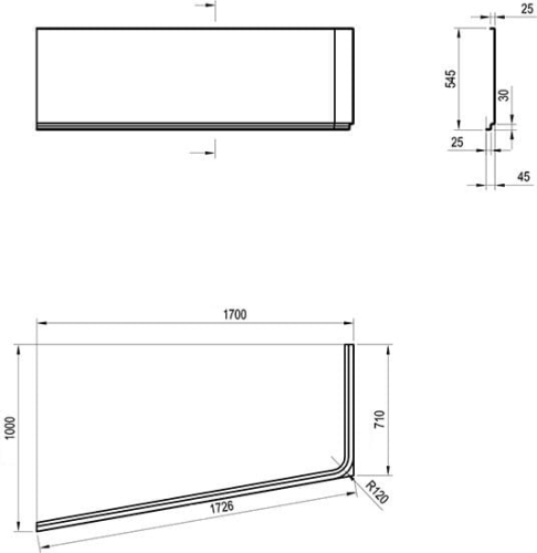 Ravak 10° obudowa do wanny 170x100cm, prawa CZ82100A00