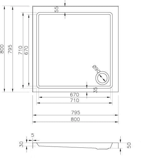 Ravak Angela Basic LA brodzik kwadratowy 80x80 cm GPX2240133
