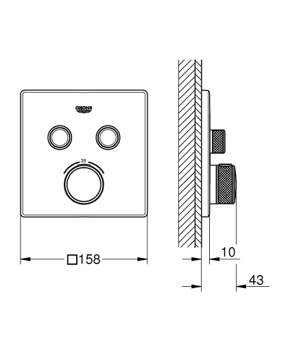Grohe Grohtherm SmartControl Cube bateria termostatyczna do obsługii 2 wyjść, element zewnętrzny brushed cool sunrise 29124GN0