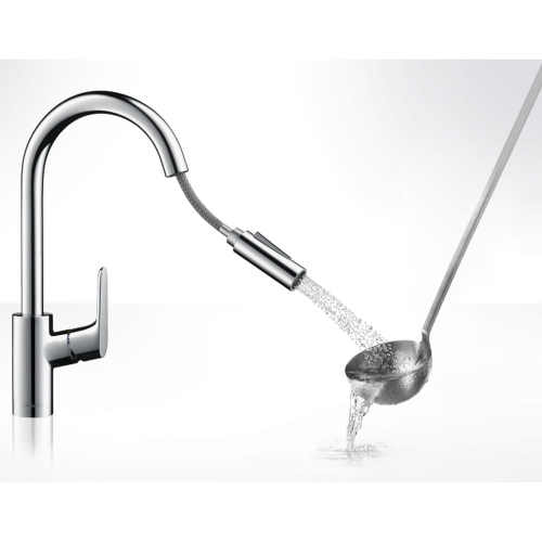 HansGrohe Focus bateria zlewozmywakowa z wyciąganą wylewką 31815000 