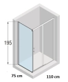 Novellini Kali PH+FH kabina prostokątna 110x75cm KALIPH106FH73-1B