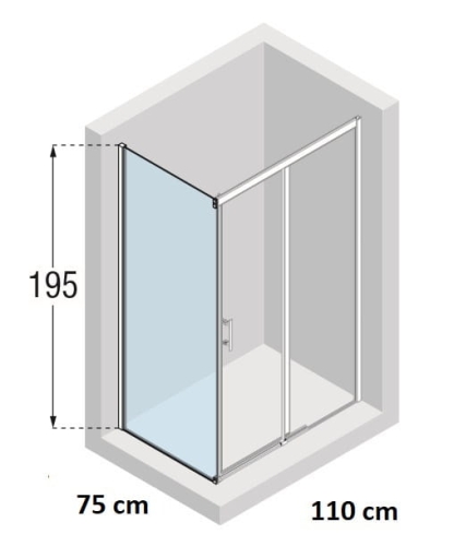 Novellini Kali PH+FH kabina prostokątna 110x75cm KALIPH106FH73-1B