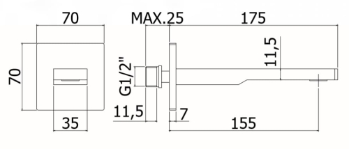 Paffoni Tango wylewka ścienna 155mm, chrom ZBOC120CR