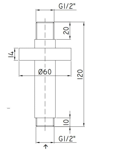 Paffoni ramię prysznicowe sufitowe 120 mm ZSOF118CR 