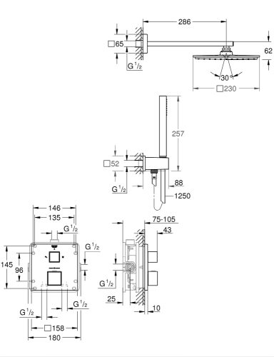 Grohe Grohtherm Cube komplet prysznicowy z deszczownicą i termostatem 34741000