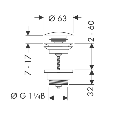 HansGrohe komplet odpływowy Push-Open G 1¼ 50100000