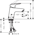 HansGrohe Logis Comfort Zone 70 bateria umywalkowa, Push-Open 71077000